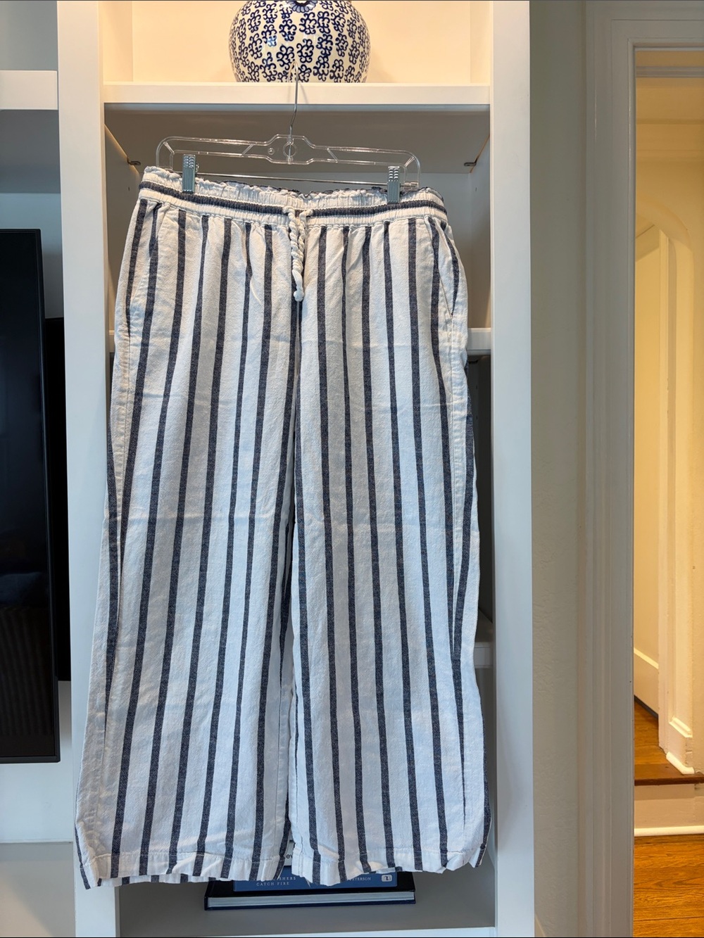 JCrew linen-cotton striped Pants.